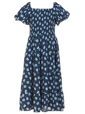 Poppies & Roses Girls Navy Blue White Floral Maxi Midi Dress Dillards 10 NWT